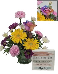 Everthing's Going to be Okay arrangement with wooden sign from Flowers by Ray and Sharon in Muskegon, MI